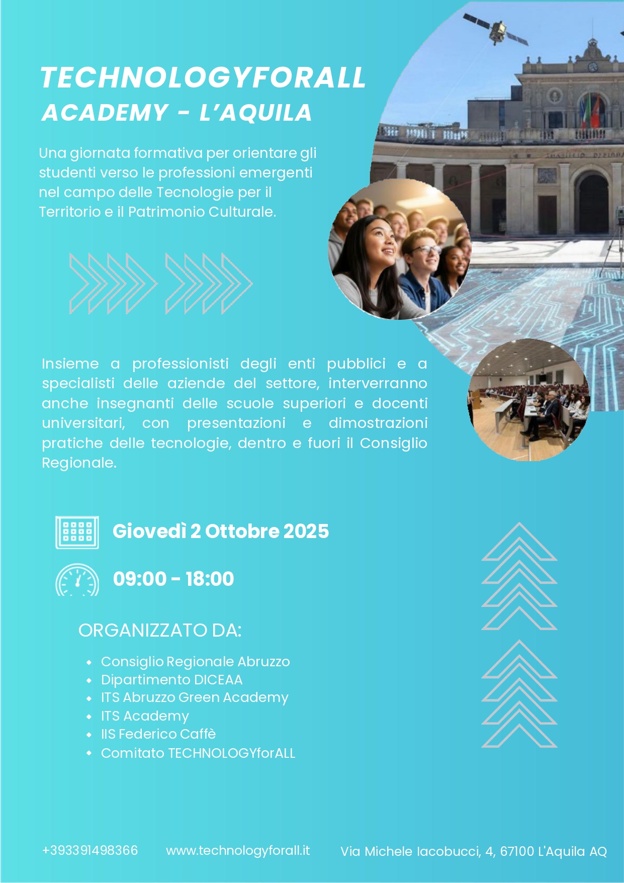 Locandina TechnologyforALL Academy L’Aquila, 2 ottobre 2025